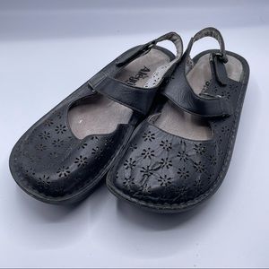 Alegria Jemma Black Womens Shoes Leather Eur 37 Jem-711 Floral Mary Jane Nonslip